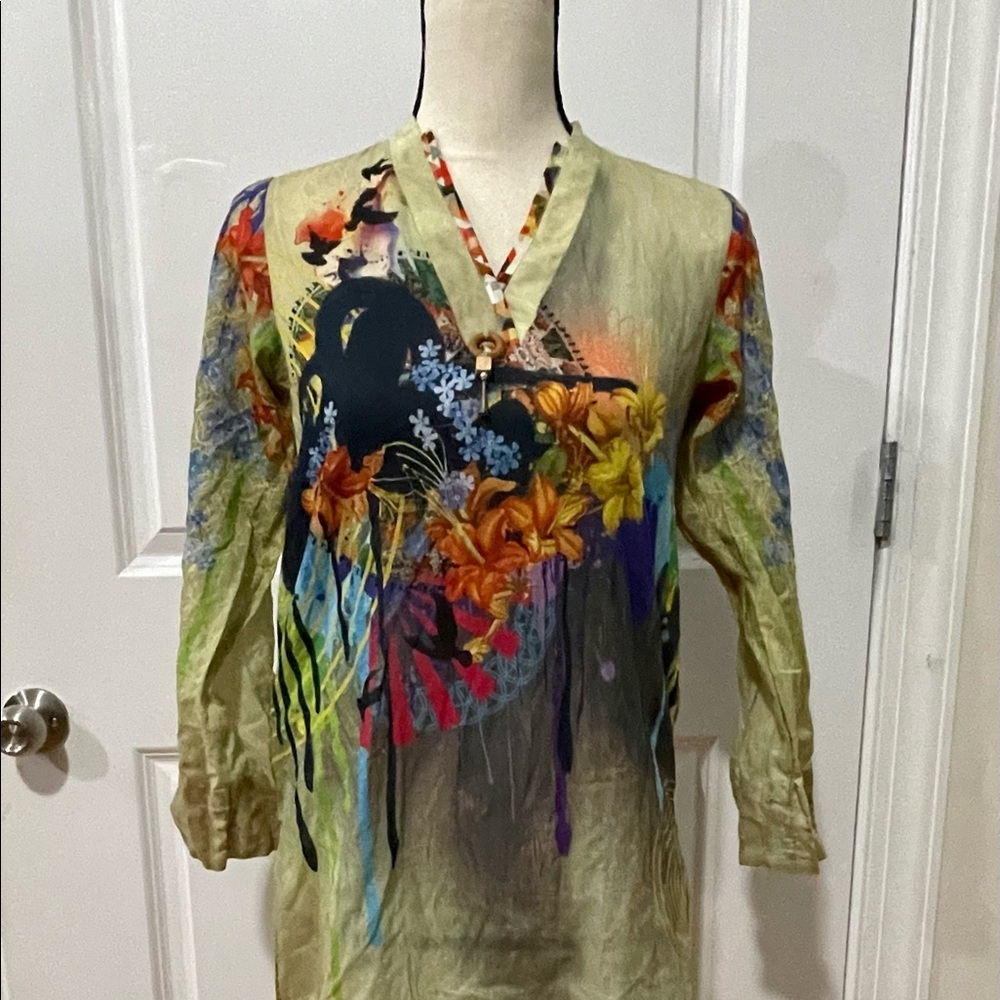 Pakistani Indian Womens Kurta/ Kurti/ Shirt Sapph… - image 2